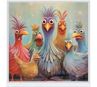 Meecaa Kit de broderie au point de croix estampé, 11 CT, kit de broderie au point de croix avec accessoires, pré-imprimé (36 cm x 36 cm) (poulet)
