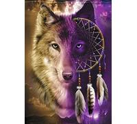 Meecaa Kit de broderie au point de croix estampé, 11 CT, kit de broderie avec accessoires pré-imprimés (36 cm x 46 cm) (loup)