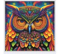Meecaa Kit de broderie au point de croix estampé, 11 CT, kit de broderie en forme d'animal hibou avec accessoires, pré-imprimé (36 cm x 36 cm) (chouette)