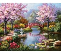 Meecaa Kit de broderie au point de croix estampillé, 11 CT, kit de broderie avec accessoires, pré-imprimé (36 cm x 46 cm) (Paysage 1)