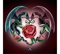 Meecaa Kit de broderie au point de croix estampillé 11 fils avec accessoires pré-imprimés (36 cm x 36 cm) (dragon et rose)