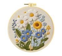 Meecaa Kit de broderie au point de croix pour débutants et adultes, avec cerceau à broder et instructions (français non garanti) (fleur)