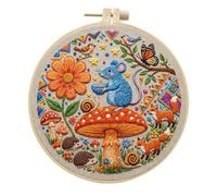 Meecaa Kit de broderie au point de croix pour débutants et adultes, avec cerceau à broder et instructions (français non garanti) (écureuil)