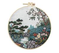 Meecaa Kit de broderie au point de croix pour débutants et adultes, avec cerceau à broder et instructions (français non garanti) (pin)