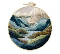 Meecaa Kit de broderie au point de croix pour débutants et adultes, avec cercle à broder et instructions (français non garanti) (montagne)