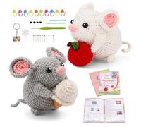 Meecaa Kit de crochet en forme de fraise pour débutants adultes et professionnels - Cadeau créatif idéal pour les amateurs d'artisanat, comprend un tutoriel vidéo (souris)