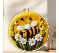 Meecaa Kit de feutrage à l'aiguille à faire soi-même pour débutants, abeilles, animaux et fleurs, y compris des fournitures de feutre de laine, des cerceaux à broder, de belles peintures en laine et