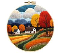 Meecaa Kit de feutrage à l'aiguille à faire soi-même pour débutants, arbre de paysage de rue, y compris fournitures de feutre de laine, cercles à broder, belle peinture en laine et outils de feutrage