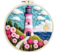 Meecaa Kit de feutrage à l'aiguille à faire soi-même pour débutants, lapin animal fleur, y compris fournitures de feutre de laine, cercles à broder, belle peinture en laine et outils de feutrage à