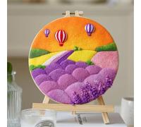 Meecaa Kit de feutrage à l'aiguille à faire soi-même pour débutants, montgolfières, fleurs de lavande avec fournitures en feutre de laine, cercles à broder, belle peinture en laine et outils de