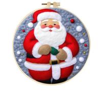 Meecaa Kit de feutrage à l'aiguille à faire soi-même pour débutants, Père Noël avec fournitures en feutre de laine, cercles à broder, belle peinture en laine et outils de feutrage à l'aiguille (Père