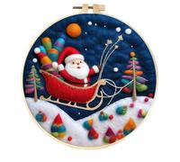 Meecaa Kit de feutrage à l'aiguille pour débutants, y compris des fournitures de feutre de laine, des cerceaux à broder, une belle peinture en laine et des outils de feutrage à l'aiguille (Père Noël)