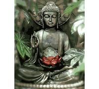 Meecaa Kit de peinture à l'huile par numéros Bouddha Lotus pour adultes débutants 40,6 x 50,8 cm (Bouddha encadré)