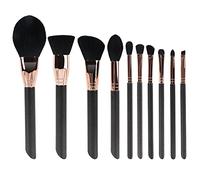 Meecaa Lot de 10 pinceaux de maquillage professionnels de qualité supérieure avec seau à pinceaux, idéal pour fond de teint, poudre, anti-cernes et ombres à paupières, pinceaux kabuki liquides (noir