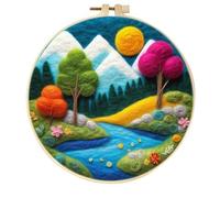 Meecaa Tree Creek Flower Kit de feutrage à l'aiguille pour débutants, y compris des fournitures de feutre de laine, des cerceaux à broder, une belle peinture en laine et des outils de feutrage à