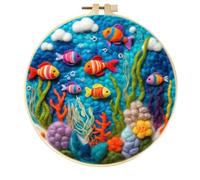 Meecaa Underwater World Kit de feutrage à l'aiguille pour débutants, y compris des fournitures en feutre de laine, des cerceaux à broder, une belle peinture en laine et des outils de feutrage à
