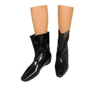 MEECHI Bottines À Enfiler for Femme Bottes Courtes À Bout Pointu Bottines Rétro À Talon Compensé De 4 Cm Boots Imperméables en Cuir Verni PU Chaussures À Cheville for Travail, Fête(Black,37 EU)