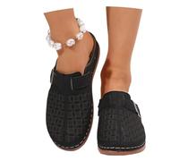 MEECHI Chaussons Fermés for Femmes Sandales Orthopédiques avec Soutien De La Voûte Plantaire Chaussons Compensés À Plateforme Pantoufles en Cuir PU Chaussures De Plage for L'extérieur(Black,38 EU)