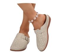 MEECHI Chaussons Fermés for Femmes Sandales Orthopédiques avec Soutien De La Voûte Plantaire Chaussons Compensés À Plateforme Pantoufles en Cuir PU Chaussures De Plage for L'extérieur(Beige,36 EU)