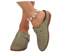 MEECHI Chaussons Fermés for Femmes Sandales Orthopédiques avec Soutien De La Voûte Plantaire Chaussons Compensés À Plateforme Pantoufles en Cuir PU Chaussures De Plage for L'extérieur(Green,36 EU)