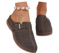 MEECHI Chaussons Fermés for Femmes Sandales Orthopédiques avec Soutien De La Voûte Plantaire Chaussons Compensés À Plateforme Pantoufles en Cuir PU Chaussures De Plage for L'extérieur(Brown,38 EU)