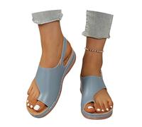 MEECHI Sandales Rétro avec Séparateur D'orteils Sandales Orthopédiques for Femmes avec Soutien De La Voûte Plantaire Flip-Flops Compensées Légères À Plateforme Tongs De Loisirs D'été 2026(Blue,36 EU)