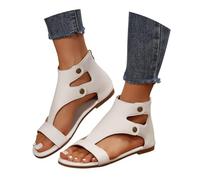 MEECHI Sandales Rétro De Mariée avec Fermeture Éclair Sandals Plates Légères for Femme Sandales Romaines en Cuir PU D'été 2026 Chaussures De Plage Loisirs Bohême, 36-43EU(39 EU)