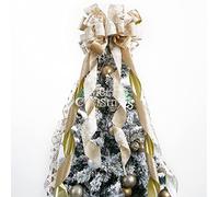 MEEDEE Nœud de décoration de Sapin de Noël Champagne, 30,5 cm de Large, Champagne doré, Velours, Aluminium, Toile de Jute, élégant, décoration de Sapin de Noël, Accessoire de Couronne, décoration de
