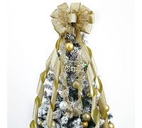 MEEDEE Pointe de Sapin de Noël dorée à Paillettes, 30,5 cm de Large, Ruban Flocon de Neige, nœud doré, Grand nœud doré pour décoration de Sapin de Noël (1 pièce)