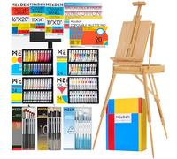 MEEDEN 141pcs ensemble de peinture: français chevalet | tout en un ensemble de peinture - acrylique huile aquarelle gouache peinture set et pinceaux, fournitures de peinture d'art