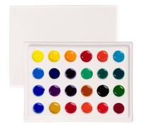 MEEDEN 24 - Puits Palette de Peinture Aquarelle en Céramique avec Couvercle, Palette d'artiste de Mélange de Porcelaine 15.3 x 11.5cm (6 x 4.5 Pouces) pour la Aquarelle Gouache Peinture Coloration