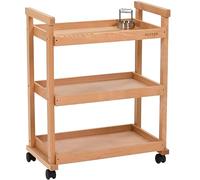 MEEDEN Art Cart Storage Organizer,Carrello da Studio a 3 livelli Con rotelle,Carrello di stoccaggio multifunzionale Unità di scaffalatura su ruote,Faggio massiccio Art Supplies Studio Cart Classroom