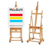 MEEDEN Artiste Chevalet de Extra Large Heavy Duty en bois de hêtre Chevalet réglable H-Frame Chevalet inclinable Chevalet de studio avec roues Caster, toile Peut contenir jusqu'à 208,3 cm