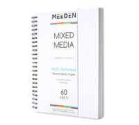 MEEDEN Bloc de papier pour supports mixtes : 22,9 x 30,5 cm, 50,8 kg/165 g/m², carnet de croquis à spirales avec couverture DIY - 60 feuilles de bloc de dessin pour supports humides et secs aquarelle