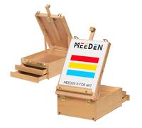 MEEDEN Boîte à croquis en bois de hêtre réglable avec 2 tiroirs et 1 palette de peinture pour artistes PleinAir, étudiants et débutants