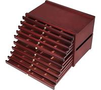 MEEDEN Boîte de rangement à 10 tiroirs en bois de hêtre multifonction avec tiroir et compartiments pour pastels, crayons, stylos, pinceaux de maquillage (couleur acajou)