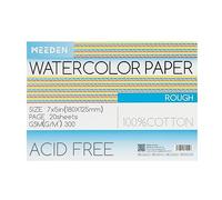 MEEDEN Carnet de Papier Aquarelle: 20 Feuilles de Carnet Aquarelle 18 x 12.5cm - 100% Coton - 300 gsm Bloc de Papier Aquarelle sans Acide pour Aquarelle Gouache Encre - Grain Torchon