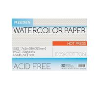 MEEDEN Carnet de Papier Aquarelle: 20 Feuilles de Carnet Aquarelle 18 x 12.5cm - 100% Coton - 300 gsm Bloc de Papier Aquarelle sans Acide pour Aquarelle Gouache Encre - Grain Satiné