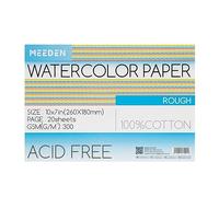 MEEDEN Carnet de Papier Aquarelle: 20 Feuilles de Carnet Aquarelle 26 x 18cm - 100% Coton - 300 gsm Bloc de Papier Aquarelle sans Acide pour Aquarelle Gouache Encre - Grain Torchon
