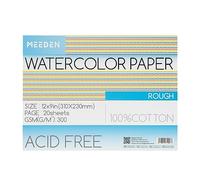 MEEDEN Carnet de Papier Aquarelle: 20 Feuilles de Carnet Aquarelle 31 x 23cm - 100% Coton - 300 gsm Bloc de Papier Aquarelle sans Acide pour Aquarelle Gouache Encre - Grain Torchon