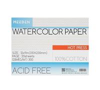 MEEDEN Carnet de Papier Aquarelle: 20 Feuilles de Carnet Aquarelle 31 x 23cm - 100% Coton - 300 gsm Bloc de Papier Aquarelle sans Acide pour Aquarelle Gouache Encre - Grain Satiné