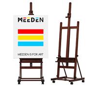 MEEDEN Chevalet d'artiste réglable en hauteur de 180,3 cm à 254 cm, pour toiles jusqu'à 121,9 cm, en bois de hêtre avec roues