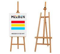 MEEDEN Chevalet d'artiste,toile jusqu'à 127 cm,support de chevalet d'affichage à cadre en A en bois de hêtre massif Chevalet de sol avec hauteur et angle de travail réglables,couleur naturelle
