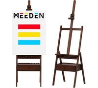 MEEDEN Chevalet de Peinture en Bois avec Tiroir de Rangement : Chevalet de Studio en H Réglable en Hêtre, Grand Support de Peinture Pliable - Adapté aux Toiles jusqu'à 91 cm, Noyer clair