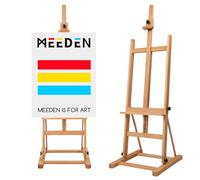 MEEDEN Chevalet de studio en H avec cadre en bois de hêtre Taille moyenne réglable inclinable pour peinture au sol, peut contenir jusqu'à 122 cm
