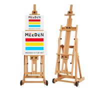 MEEDEN Chevalet de studio polyvalent en H - Chevalet réglable en bois de hêtre, support mobile et inclinable pour peinture, peut contenir des toiles jusqu'à