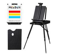 MEEDEN Chevalet français pour peinture extérieure : chevalet en bois plein air - 145 à 183 cm réglable en hauteur - Chevalet de voyage - Noir