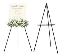 MEEDEN Chevalet Mariage en Bois de 64 pouce / 163cm en Pin Noir avec Hauteur Réglée, Chevalet Bois pour Mariage, Affiche, Exposition, Présentation Accueillant La Toile Jusqu’à 40 pouce / 102cm