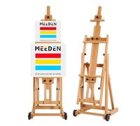 MEEDEN Chevalet Peinture en Bois Hêtre : Chevalet de Studio Polyvalent en H Pliable et Réglable, Grand Support de Peinture pour Tous Médiums - Supporte les Toiles jusqu'à 196 cm, Bois naturel
