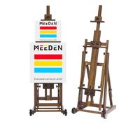 MEEDEN Chevalet Peinture en Bois Hêtre : Chevalet de Studio Polyvalent en H Pliable et Réglable, Grand Support de Peinture pour Tous Médiums - Supporte les Toiles jusqu'à 196 cm, Noyer clair